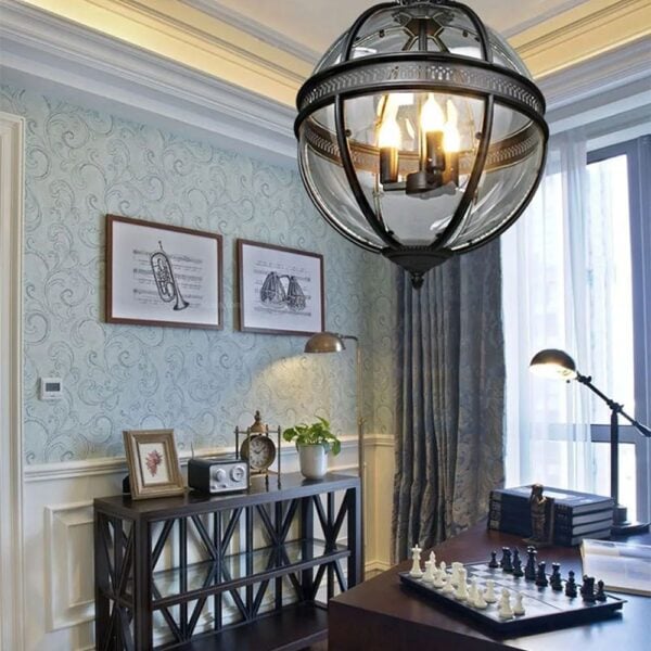 Globe lustre ancien style américain
