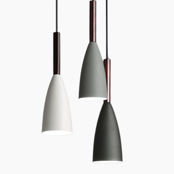 Lustre 3 suspensions nordique et minimaliste sur fond gris
