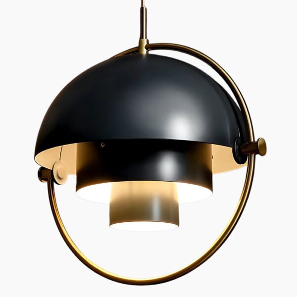 Lustre noir créatif et modulable sur fond gris