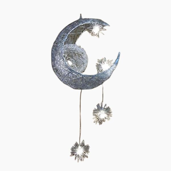 Lustre chambre enfant lune étoilée sur fond gris