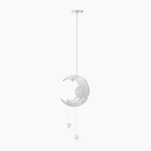Lustre chambre enfant lune étoilée sur fond gris