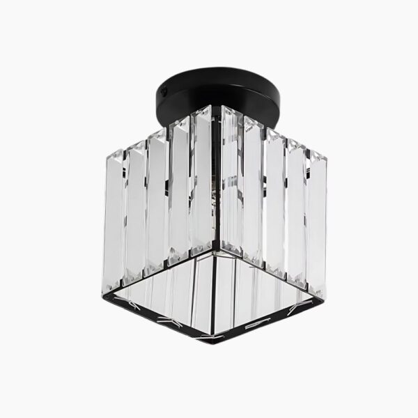 Lustre couloir entrée carré en verre sur fond gris