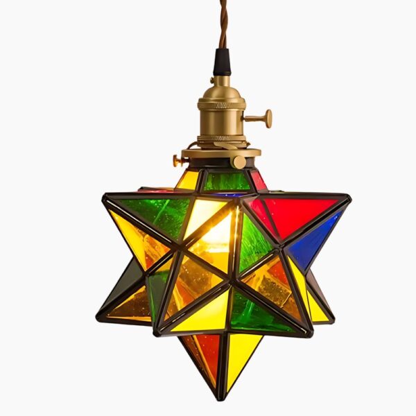 Lustre étoile multicolore sur fond gris
