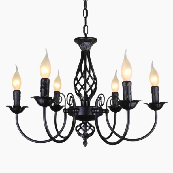 Lustre fer forgé chandelier sur fond gris
