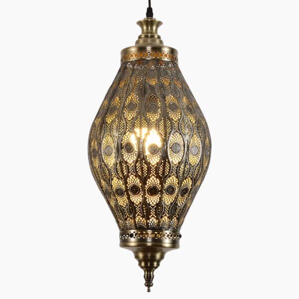 Lustre marocain suspendu en fer sur fond gris