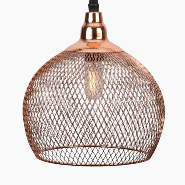 Lustre métal design cage sur fond gris