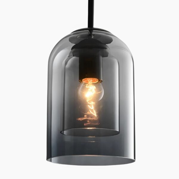 Lustre scandinave double verre fumé sur fond gris
