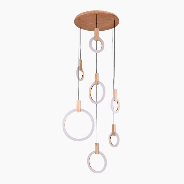 Lustre suspendu 10 anneaux sur fond gris