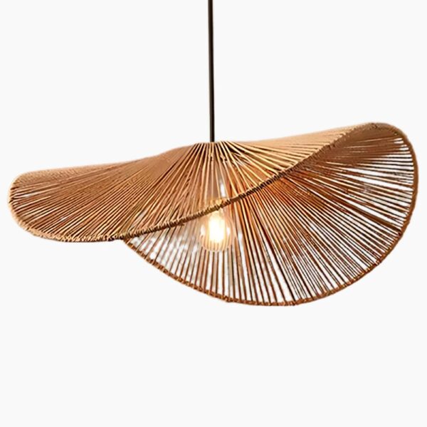 Lustre vertigo tressé en chanvre sur fond gris