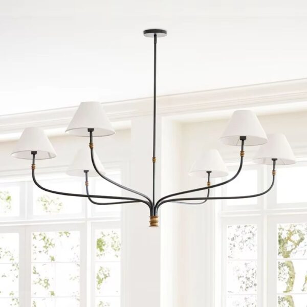 Lustre abat jour rétro à 6 têtes