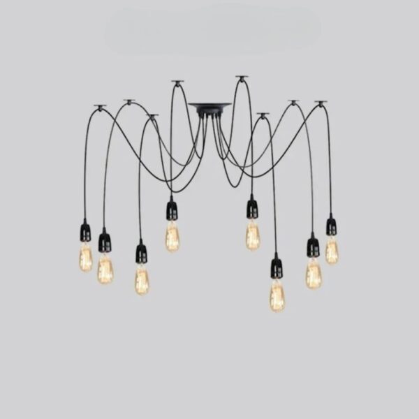 Lustre ampoule géante design araignée sur fond gris
