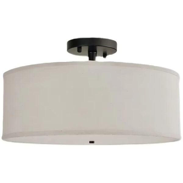 Lustre beige et circulaire en soie sur fond blanc