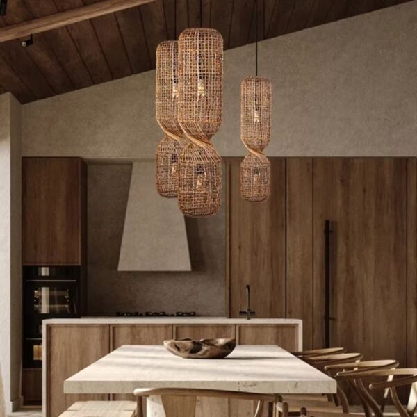 Lustre bohème en rotin