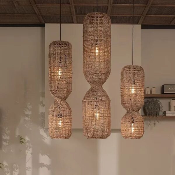 Lustre bohème en rotin