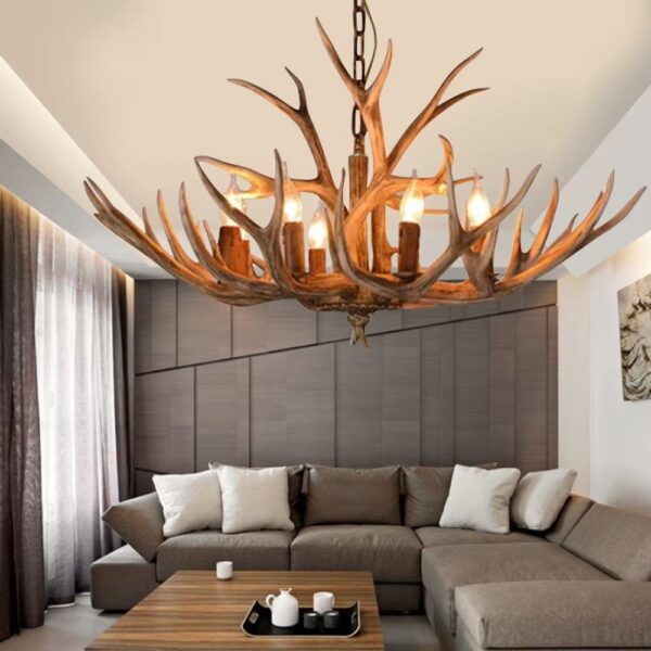 Lustre bois de cerf décoratif
