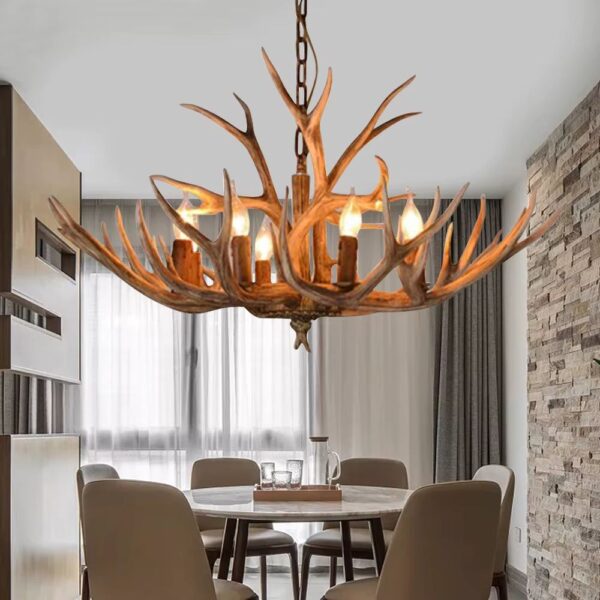 Lustre bois de cerf décoratif