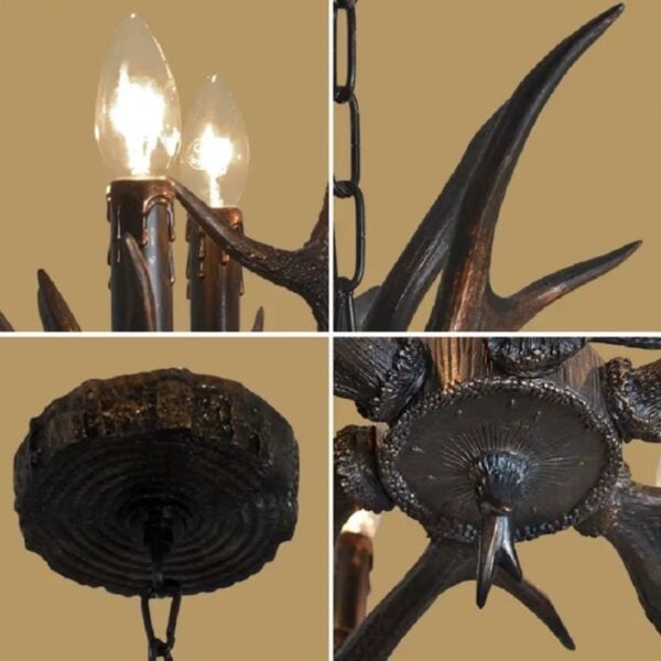 Lustre bois de cerf rétro