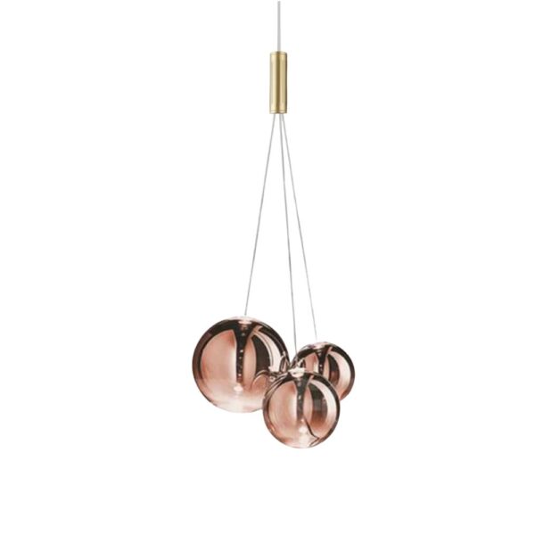 Lustre 3 suspensions minimaliste en verre sur fond noir