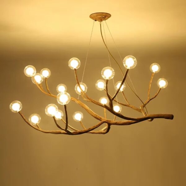 Lustre branche moderne en résine sur fond beige