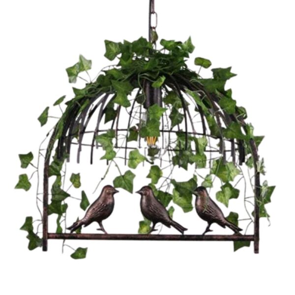 Lustre cage industriel sur fond blanc