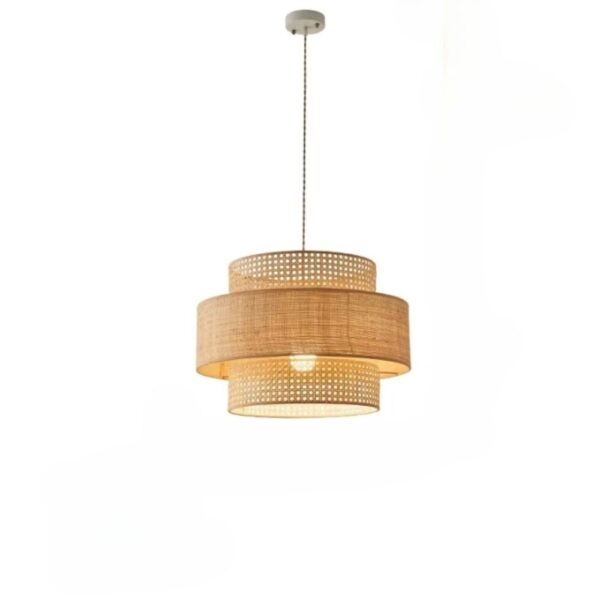 Lustre cannage circulaire et nordique sur fond blanc