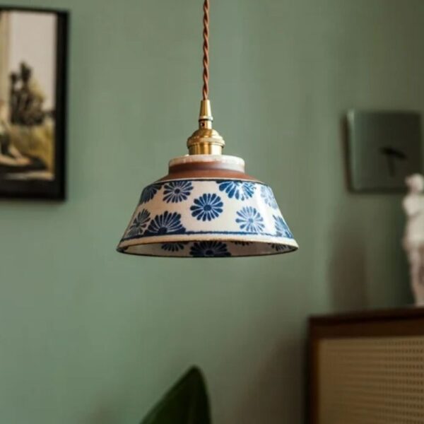 Lustre céramique motif floral