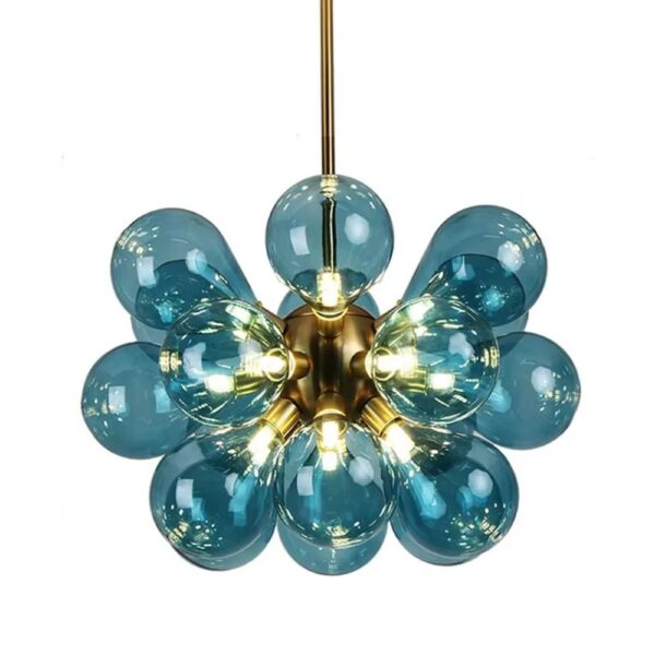 Lustre chambre ado moderne en verre sur fond blanc