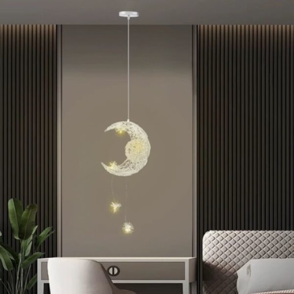Lustre chambre enfant lune étoilée