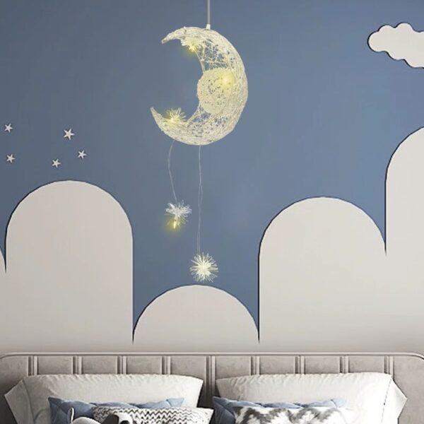 Lustre chambre enfant lune étoilée