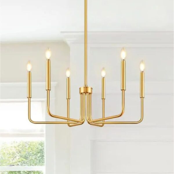 Lustre chandelier doré en fer
