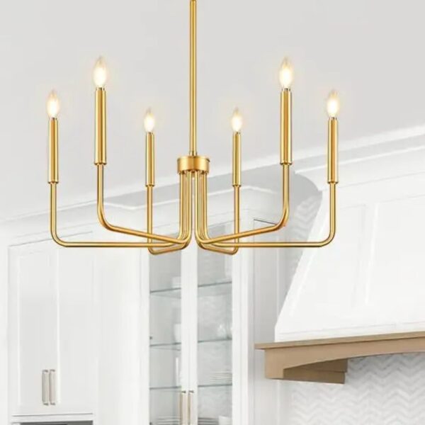 Lustre chandelier doré en fer