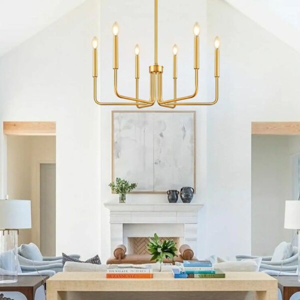 Lustre chandelier doré en fer