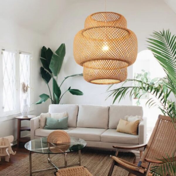 Lustre classique tissé en bambou