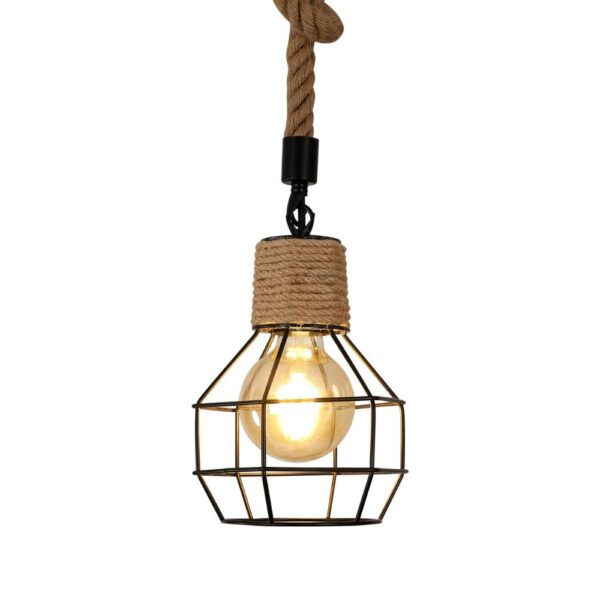 Lustre corde rétro et indsutriel sur fond blanc