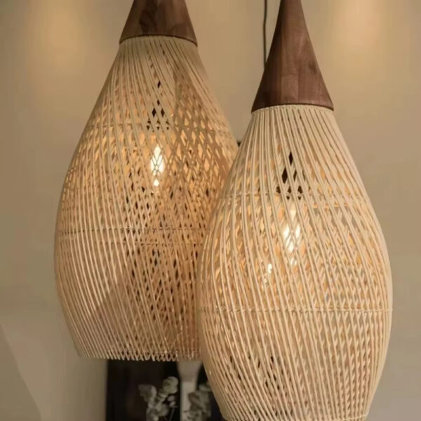Lustre crochet artisanal en rotin