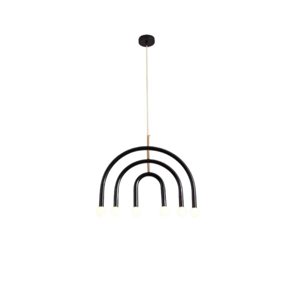 Lustre cylindrique arc en ciel sur fond blanc