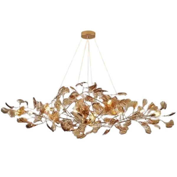 Lustre feuille décoratif et design sur fond blanc
