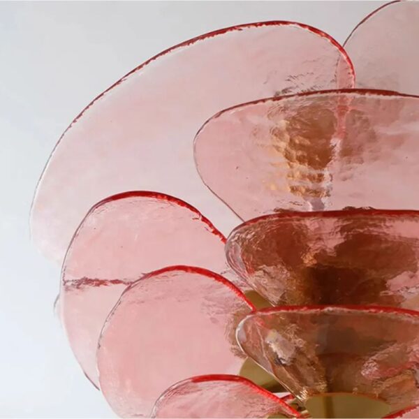 Lustre fleur rose en verre