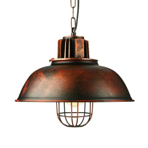 Lustre industriel et rétro en fer sur fond blanc
