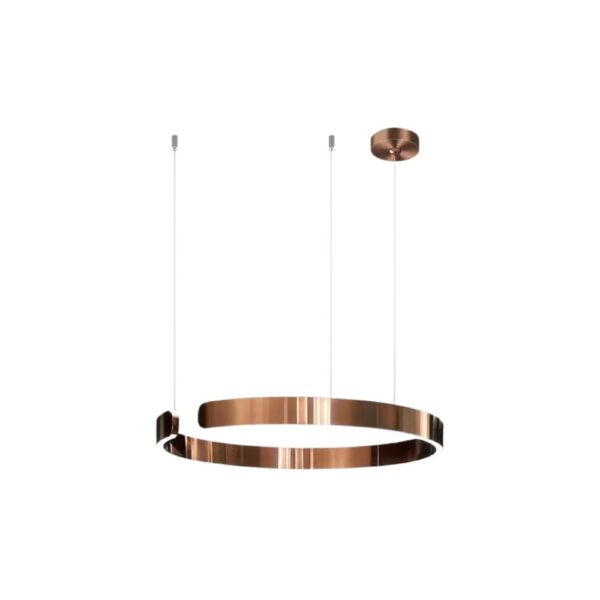 Lustre laiton circulaire et moderne sur fond blanc