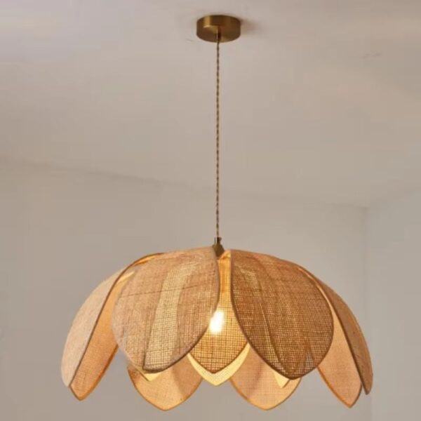 Lustre naturel au design de fleur sur fond gris