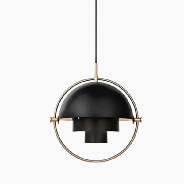 Lustre noir créatif et modulable sur fond blanc