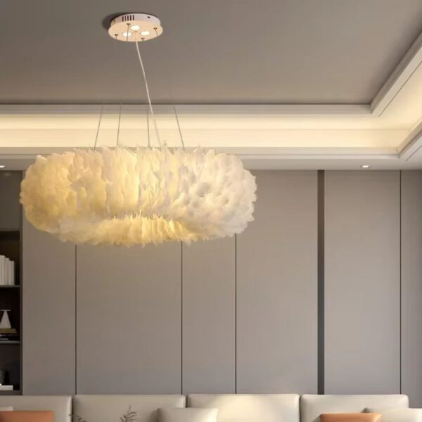 Lustre plume circulaire