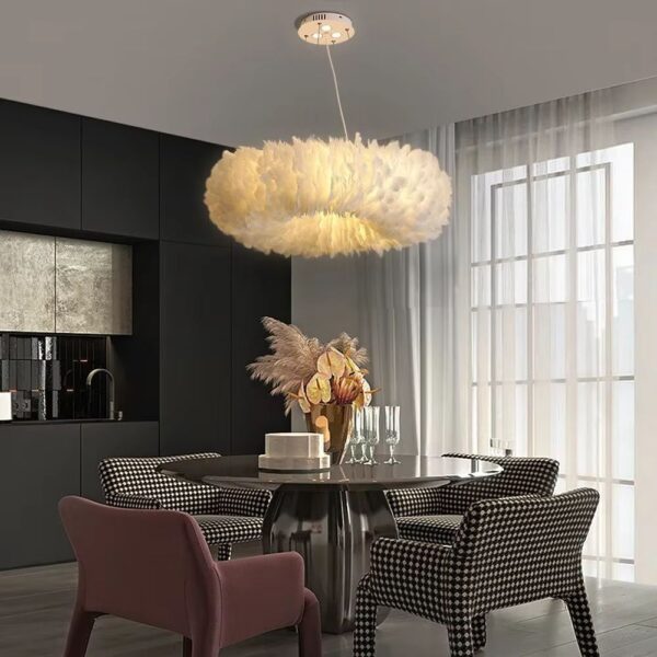 Lustre plume circulaire