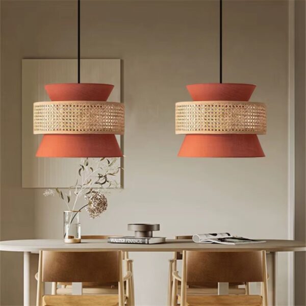 Lustre rotin moderne et créatif