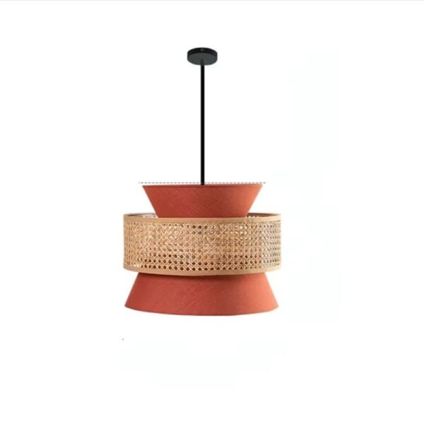 Lustre rotin moderne et créatif sur fond blanc