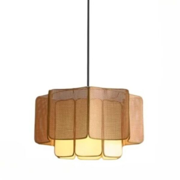 Lustre rotin style bohème sur fond blanc
