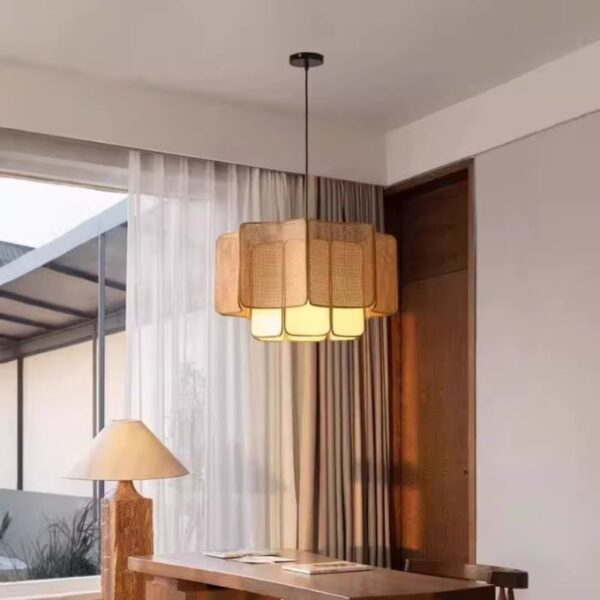 Lustre rotin style bohème