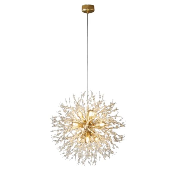Lustre salon scintillant sur fond blanc
