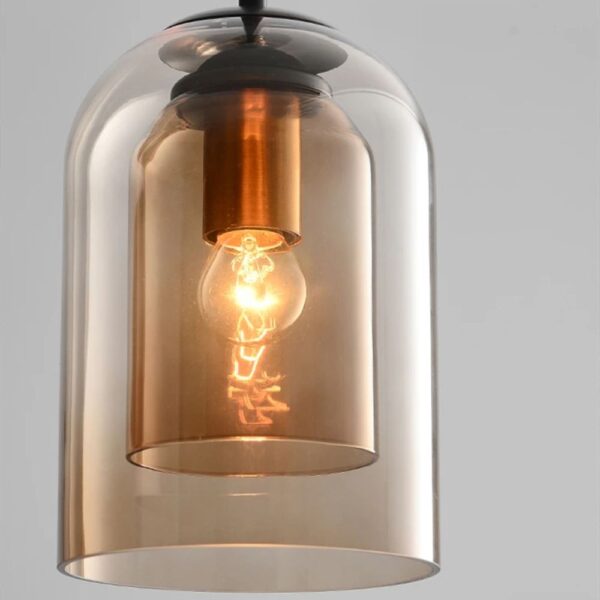 Lustre scandinave double verre ambré